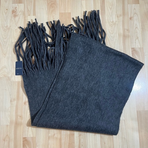 LUCKY BRAND Oversized Solid Knit Scarf Gray Fringe Detail 65” Plus Tassels NWT - Picture 1 of 4